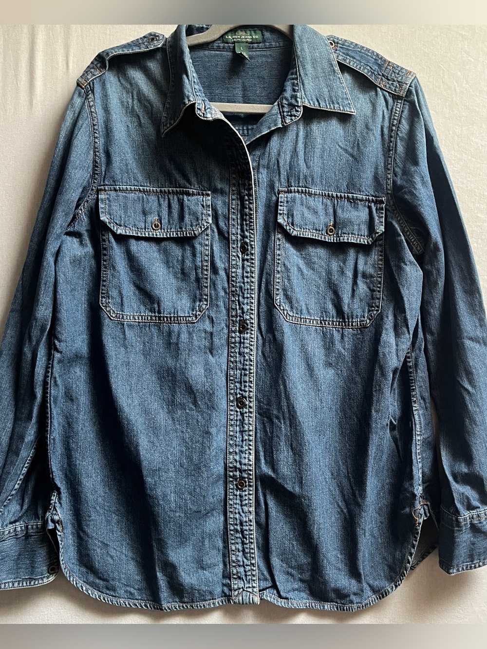 Ralph Lauren Jeans Co LRL Denim Flap Pocket Button Down Shirt L